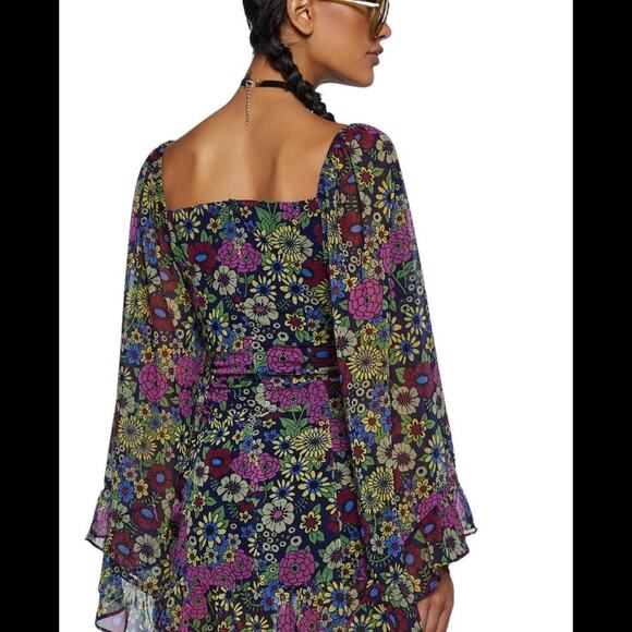 Dolls Kill Current Mood NWT It's A Wild World Mini Dress Floral Sz S - Picture 8 of 8